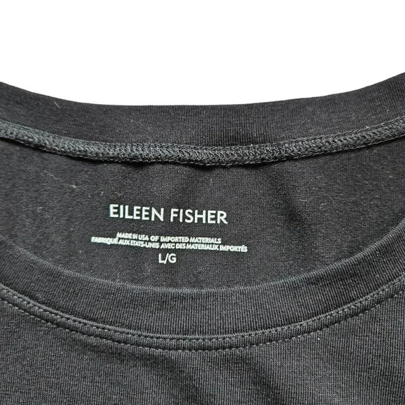 Eileen Fisher Stretch Jersey Knit Crew Neck Dress Easy Fit Size Large Black - Picture 4 of 8